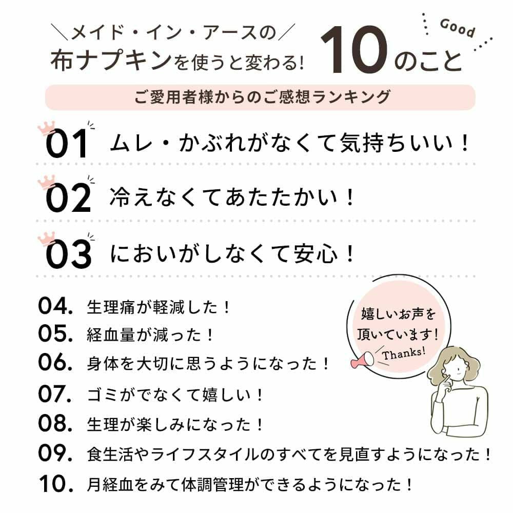 布ナプキン昼用 レギュラー ボーダー柄　オーガニックコットン　メイドインアース