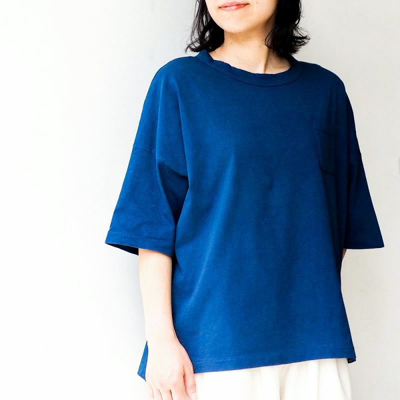 正藍染メイドインアースのＴシャツ【度詰天竺】