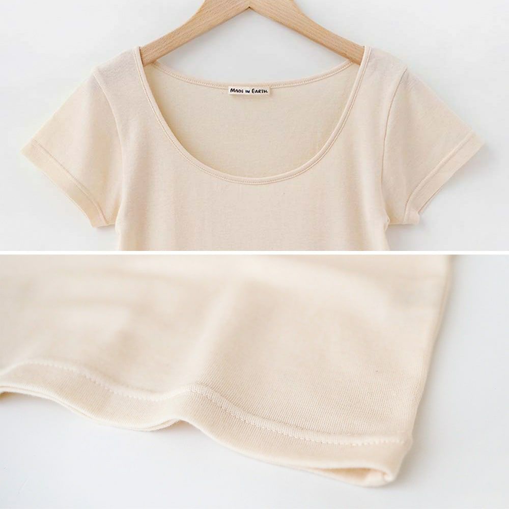 薄手フレンチ袖インナー　オーガニックコットン　メイドインアース