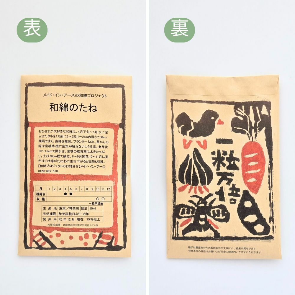 和綿のたね　メイドインアース　オーガニックコットン