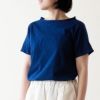 天然藍　ボトルネックTシャツ　オーガニックコットン　メイドインアース