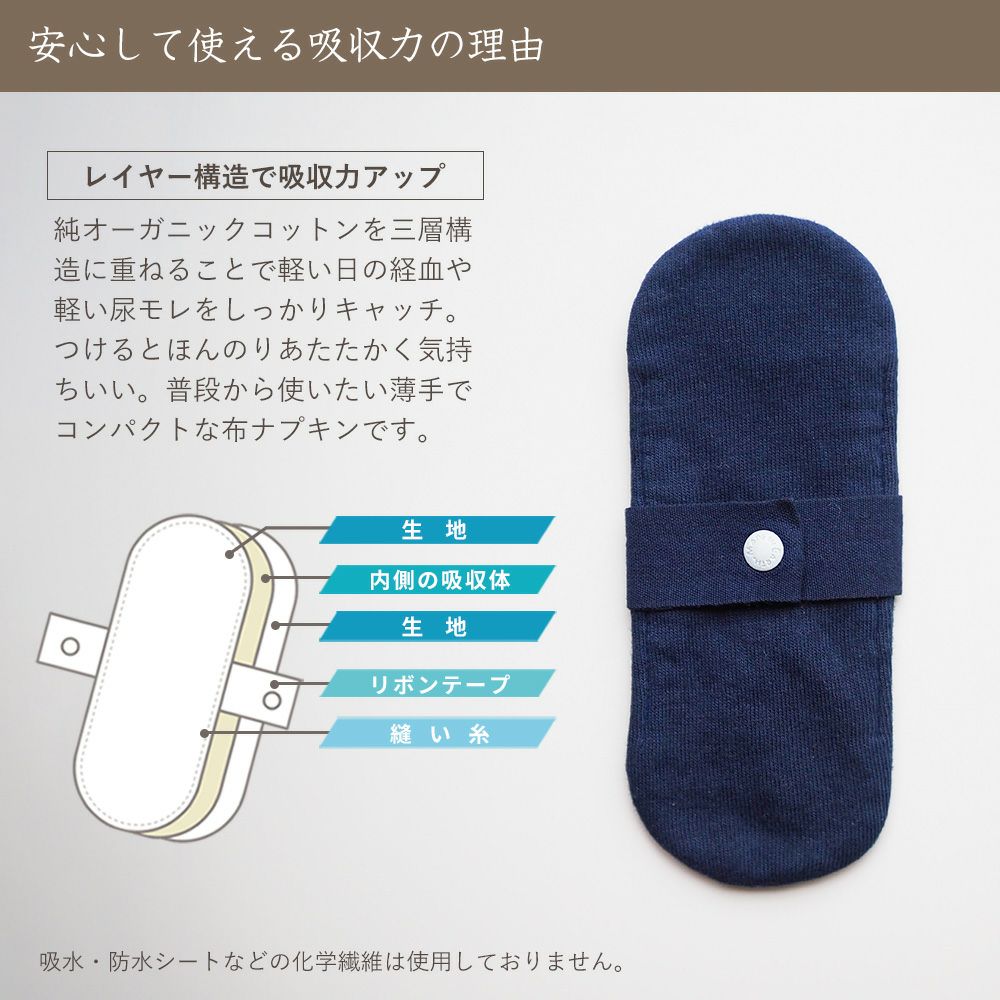 天然藍　リトル布ナプキン　オーガニックコットン　メイドインアース