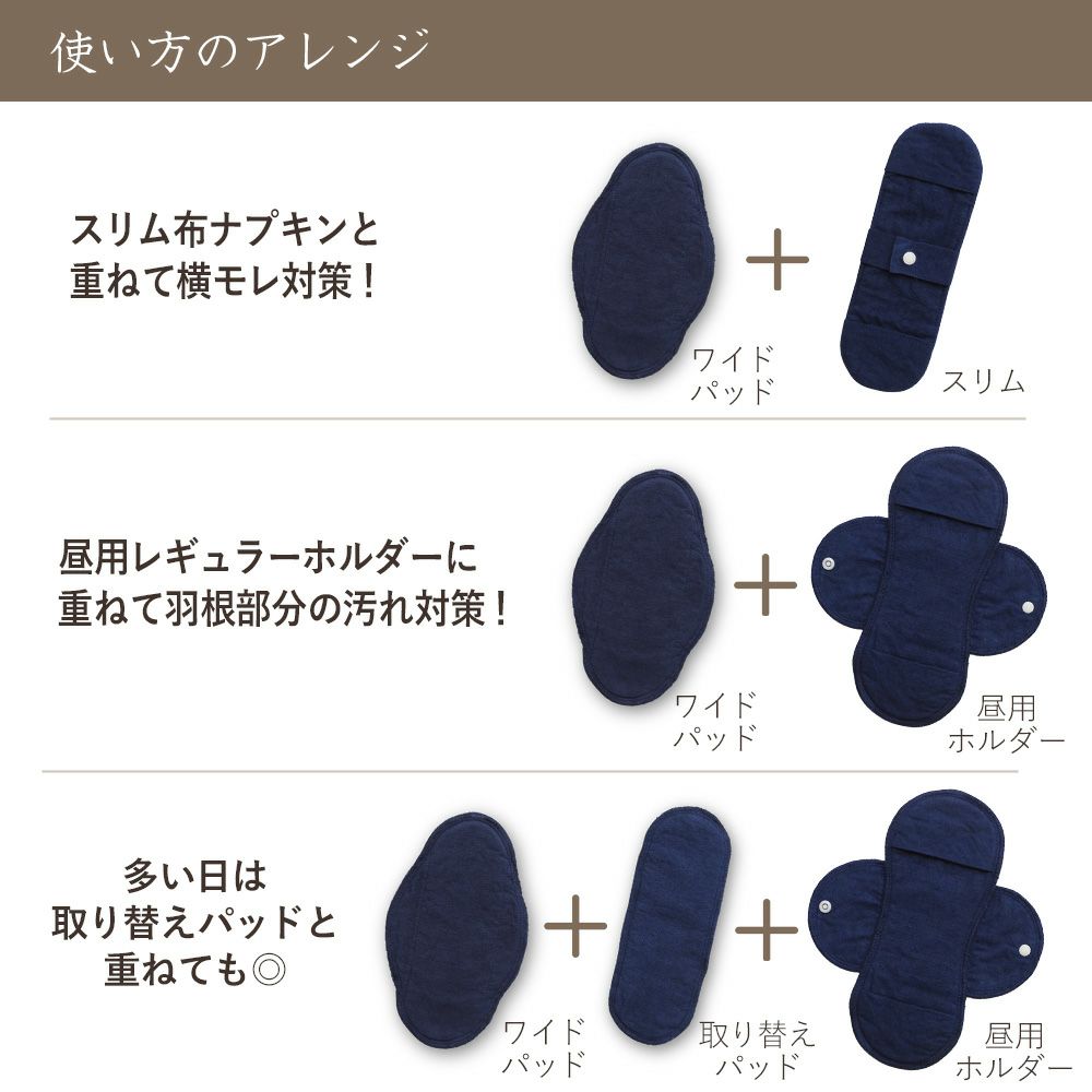 天然藍　布ナプキン用ワイドパッド　オーガニックコットン　メイドインアース