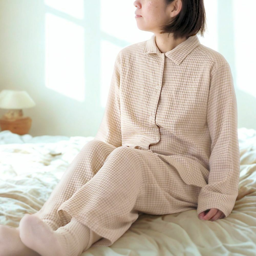 ダブルガーゼパジャマ　オーガニックコットン　メイドインアース