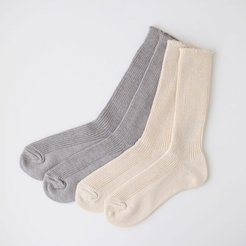 リブ編みソックス　メイドインアース　オーガニックコットン