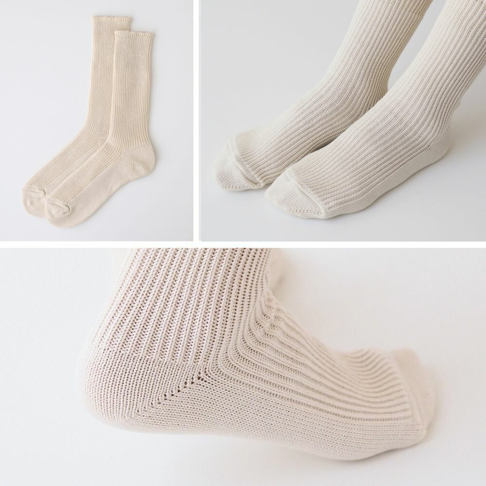 リブ編みソックス　メイドインアース　オーガニックコットン