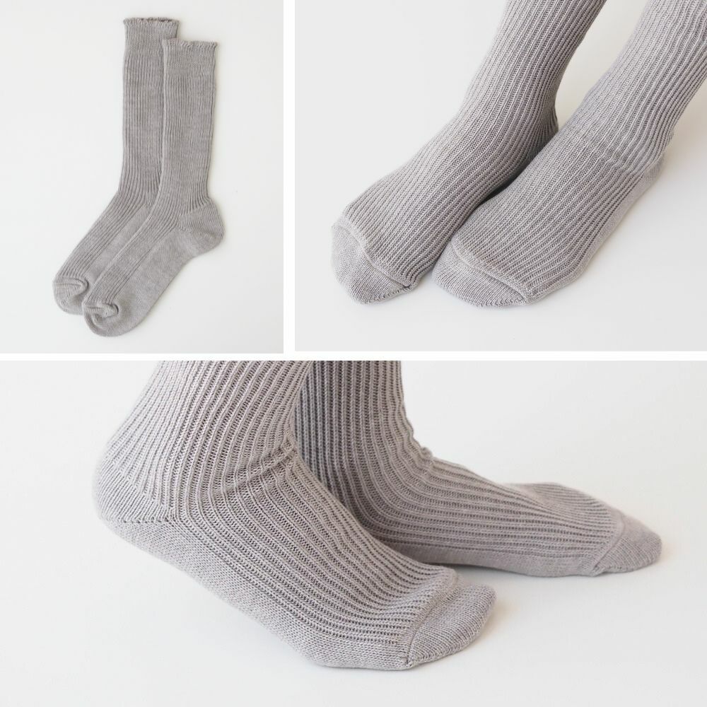 リブ編みソックス　メイドインアース　オーガニックコットン