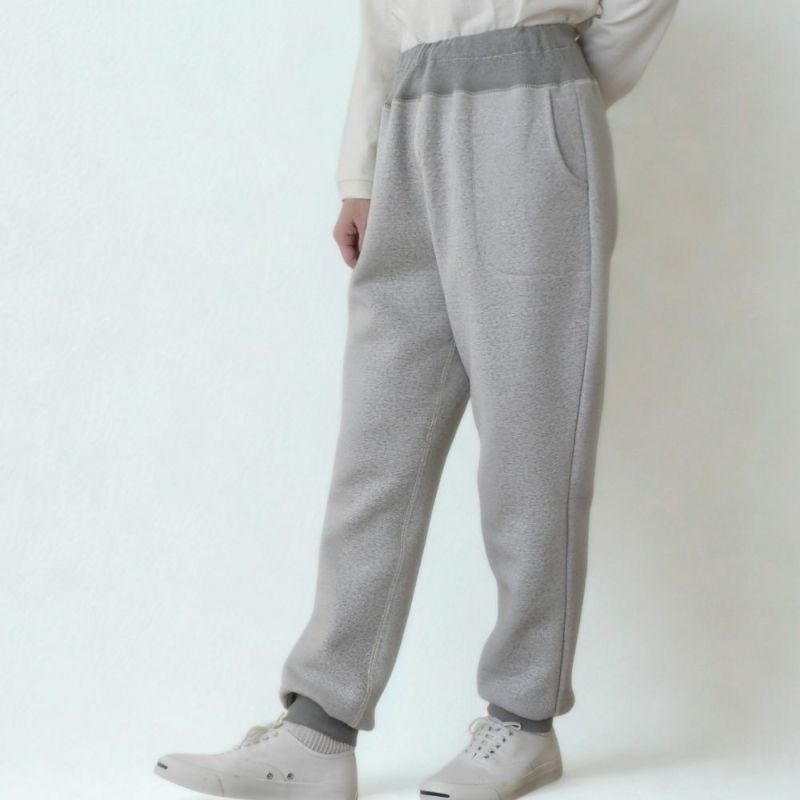 アズマ編み裏毛起毛スウェットパンツ【メランジ】【グリーン/wabisabi